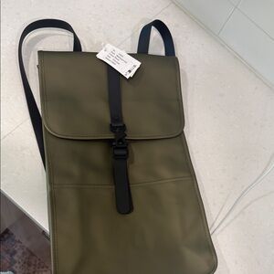 Men's Olive Green Roll-Top Backpack with Black Strap